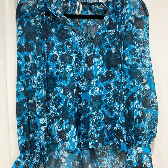 Anthropology Sheer Printed Peasant Blouse - Picture 2 of 4